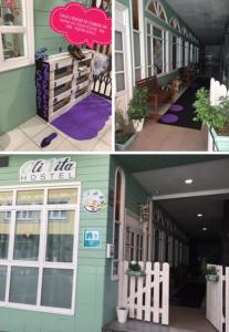 比韦罗Oli Vita Hostel ALBERGUE CON ENCANTO的建筑物三幅画的拼贴图