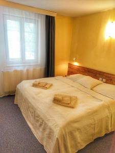 Postel nebo postele na pokoji v ubytování Hotel a Hostinec Tálský mlýn