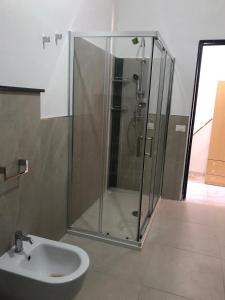 a bathroom with a shower and a sink at Villa Lory in Santa Maria Del Focallo