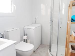 un bagno bianco con wc e doccia di Apartamento Tropicana a Denia Altre 40 foto