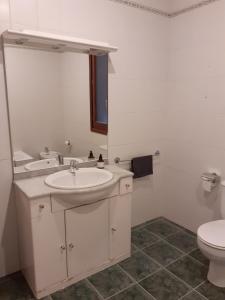 uma casa de banho com um lavatório e um WC em Casa Centro em San Sebastián