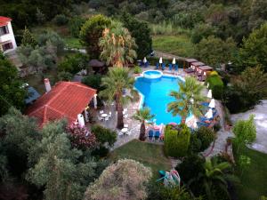 an aerial view of a resort with a swimming pool at Sergios in Koukounaries