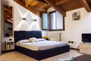 a bedroom with a large bed and a tv at Monolocale vicino Milano CIR 00014 in Lodi