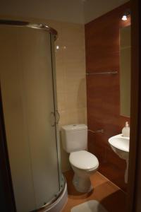 a bathroom with a toilet and a sink at Pokoje Gościnne Alpinka in Ustka +5 photos