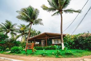 a small house with palm trees in front of it at Pousada Verdes Mares in Fernando de Noronha