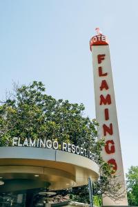 a sign for the flamingo rescue response hospital at Flamingo Resort in Santa Rosa