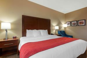 a hotel room with a large bed with a red blanket at Comfort Inn & Suites Page at Lake Powell in Page