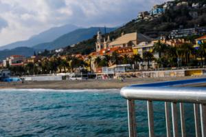 a view of a beach from a boat in the water at I Love Pietra Ligure in Pietra Ligure