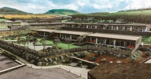 an architectural rendering of a building with a garden at Santa Barbara Eco-Beach Resort in Ribeira Grande