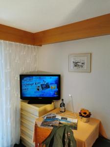Телевизор и/или развлекательный центр в Hotel Walliserhof-Leukerbad-Therme