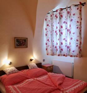 a bedroom with two beds and a window at Apartmány na Trojmezí, byt Florián in Slavonice