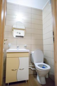 コンスタンツァにあるApartament Faleza Nordのバスルーム(トイレ、洗面台、鏡付)