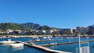 a marina with boats in the water and buildings at Divina Guesthouse in Salerno