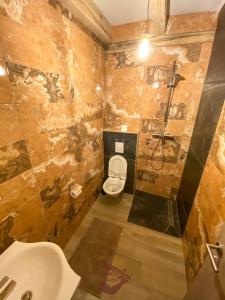 W łazience znajduje się toaleta, umywalka i prysznic. w obiekcie Holiday park Hajducka cesma w mieście Dubovsko