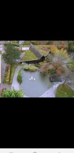 Luftblick auf einen Teich mit Schwänen in der Unterkunft IM SI-CENTRUM 2 ZIMMER APART#MUSICAL#MESSE#Flughafen in Stuttgart