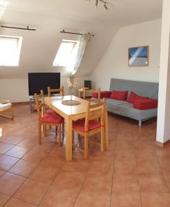 Χώρος καθιστικού στο Ferienwohnung am Nordstrand