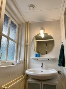 een badkamer met een wastafel en een spiegel bij BnB De Peelvos in Deurne