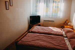 Łóżko lub łóżka w pokoju w obiekcie Apartmán Rokytnice nad Jizerou