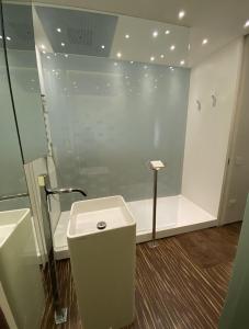 a bathroom with a toilet and a shower at Welcome Traveller ATMOSPHERE APARTMENT in Bardolino