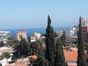 a city with trees and buildings and the ocean at The Studio in Benalmádena