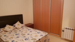 ein Schlafzimmer mit einem Bett und einem braunen Schrank in der Unterkunft Apartamento Céntrico in Peñíscola