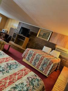 een hotelkamer met 2 bedden en een flatscreen-tv bij Madill Inn in Madill