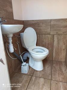 a bathroom with a toilet and a sink at Camping U Mani in Wiżajny