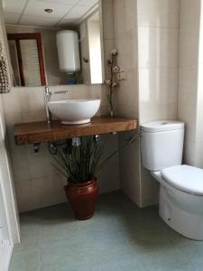 un bagno con lavandino e WC di LA TRASTIENDA de felipe a Pontones