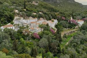 a village on a hill with trees and buildings at Páteo da Memória Casa do Pintor in Quinta do Anjo
