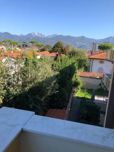 a view of a garden from the balcony of a house at Apartamento Vittoria Marina di Pietrasanta in Pietrasanta