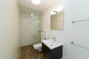 y baño con lavabo, aseo y espejo. en Mitan Accommodation, en Novi Vinodolski