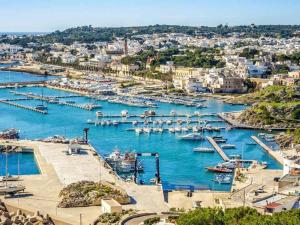 an aerial view of a harbor with boats in the water at S.Maria di Leuca - 30m mare - Salento(Le) in Leuca