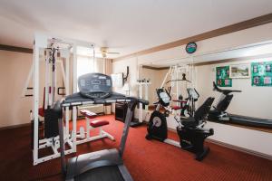 een kamer met een fitnessruimte met 2 loopbanden bij Days Inn by Wyndham Rosenberg in Rosenberg