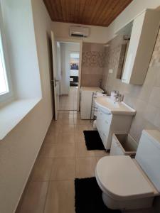 La salle de bains est pourvue de toilettes et d'un lavabo. dans l'établissement Apartman Josip, à Garica