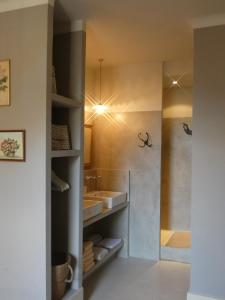 un bagno con lavandino e doccia di The French Village Authentic House a Cogolin Altre 29 foto