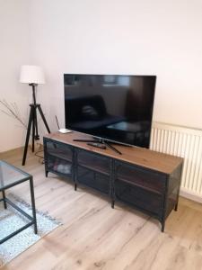 Televízia a/alebo spoločenská miestnosť v ubytovaní Apartment Dubnica Prejta