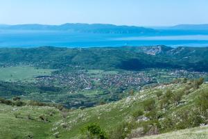 a view from the top of a hill with the ocean at Apartman Dražice-Grobnik in Dražice