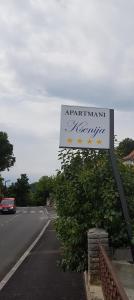 a sign on the side of a road at APARTMANI KSENIJA in Krapinske Toplice