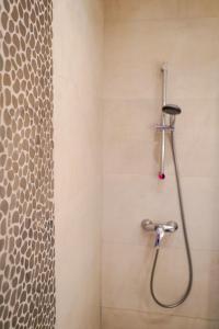a shower with a shower head in a bathroom at Obzor Tatyana Apartaments Art in Obzor +12 photos