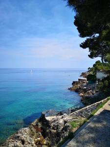 a view of the ocean from the shore of a beach at Chez Fifine in Roquebrune-Cap-Martin