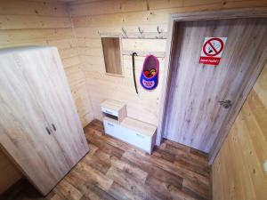 an overhead view of a tiny house with a door at Chata BAŠKA na Liptove s vlastným dvorom in Liptovský Mikuláš +55 photos