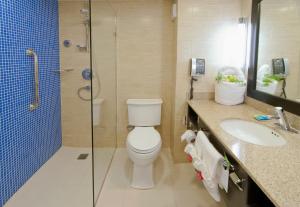 a bathroom with a toilet, sink, and shower at Radisson Grenada Beach Resort in Grand Anse