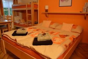 Cama o camas de una habitación en Horská chata Milíře