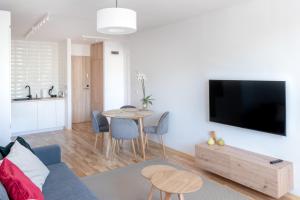 Televízia a/alebo spoločenská miestnosť v ubytovaní Nest Centrum Toruń