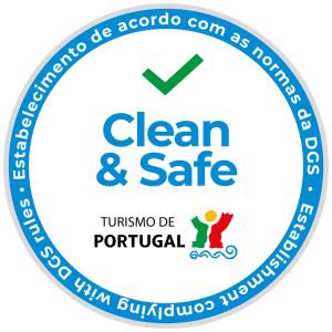 a label for clean and safe at Madalena Beach Apartment by MP in Madalena