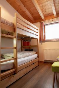 1 Schlafzimmer mit 2 Etagenbetten in einem Zimmer in der Unterkunft Ferienwohnung Birkentalblick in Nesselwängle