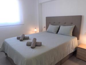een slaapkamer met een groot bed met 2 kussens erop bij FH COCOLISO II in Altea