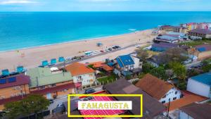 an aerial view of a beach and a city at Famagusta in Vama Veche
