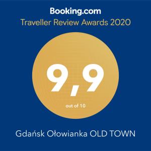 Certifikát, ocenenie alebo iný dokument vystavený v ubytovaní Gdańsk Ołowianka OLD TOWN
