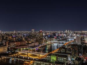 Vista generica su Tokyo o vista sulla città dall'interno dell'hotel